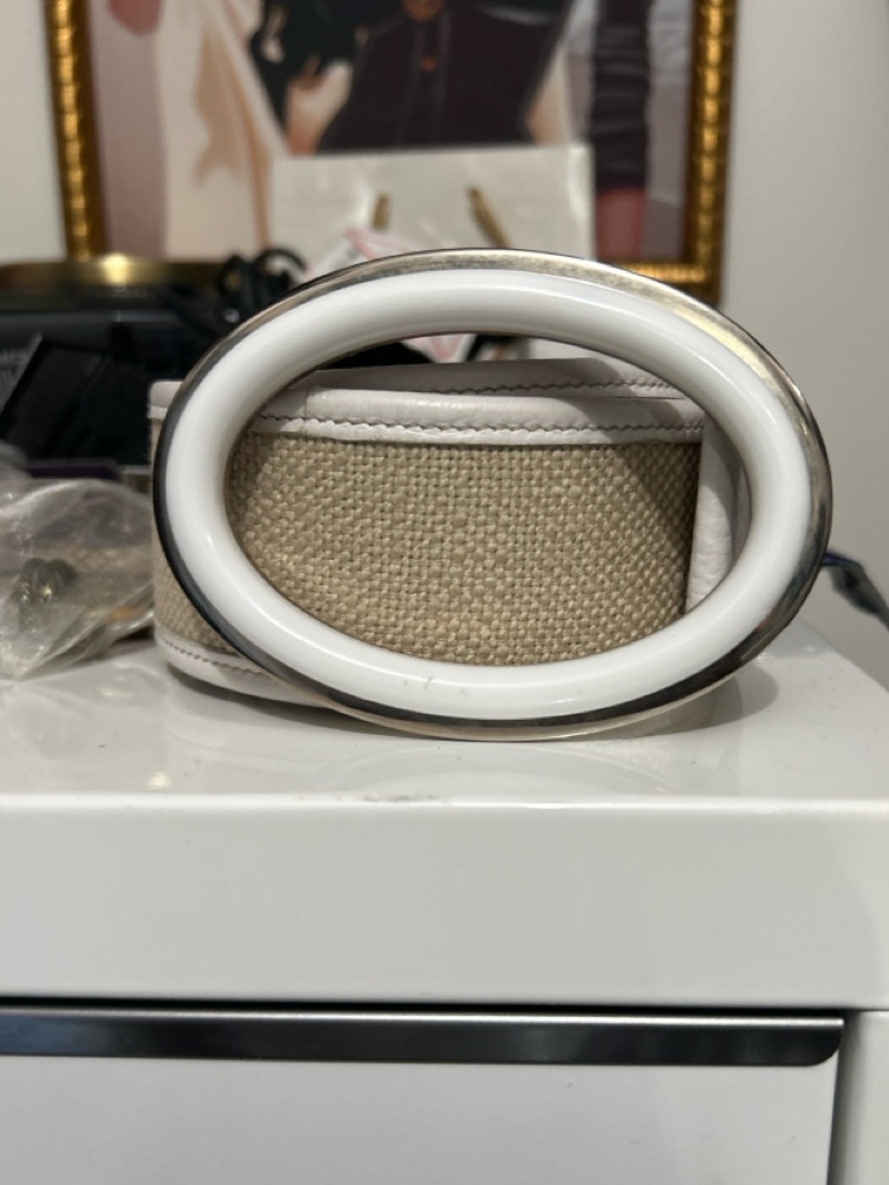 😍 Dolce & Gabbana Woven Belt White Enamel Oval Buckle ✨ - Picture 3 of 7